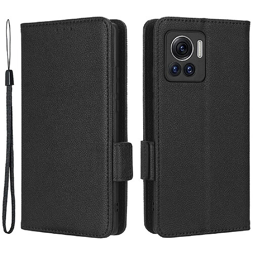 Etui en PU texture litchi, fermoir magnétique pour votre Motorola Edge 30 Ultra 5G/Edge X/Moto X30 Pro 5G - noir