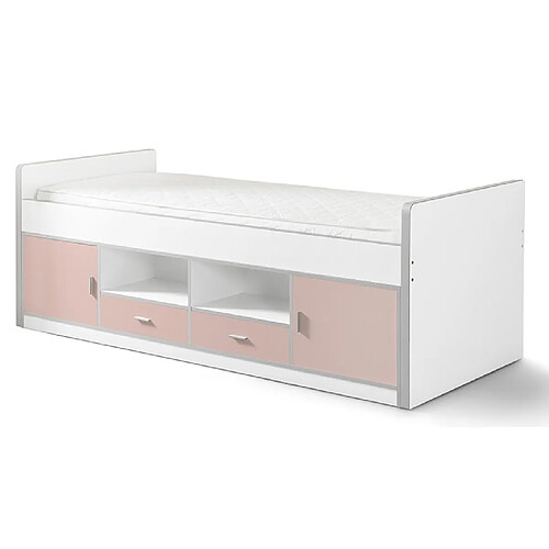 Vipack BONNY Lit capitaine 90x200 Rose clair sans sommier