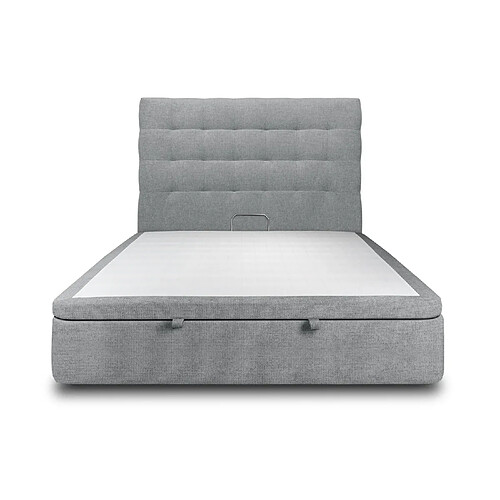 Sommeil de plomb Lit coffre 200x200cm avec tête de lit capitonnée Tissu Gris anthracite - Hauteur totale : 39cm