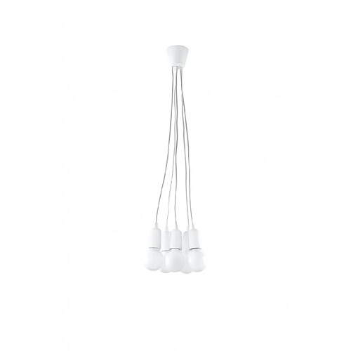 Luminaire Center Suspension DIEGO PVC blanc 5 ampoules