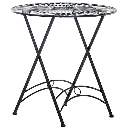 Decoshop26 Table de jardin en métal Ø 71 cm style rustique bronze MDJ10216