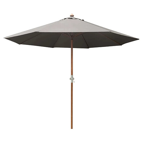 Proloisirs Parasol en bois 350 cm avec manivelle June gris.