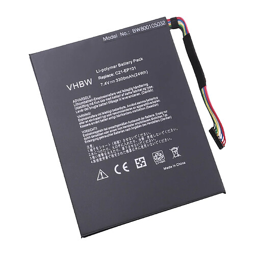 vhbw Batterie compatible avec Asus Eee Pad Transformer TF101-1B221A, TF101A1, TF101-A1, TF101B1 ordinateur portable (3300mAh, 7,4V, Li-polymère)