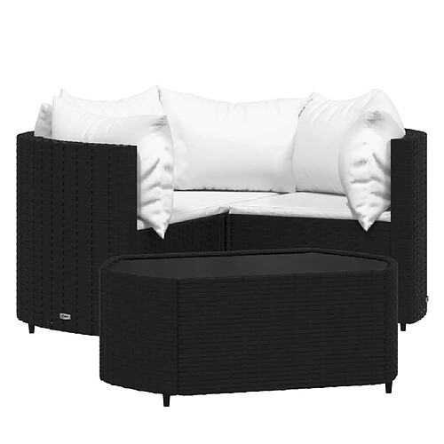 Maison Chic Salon de jardin 4 pcs + coussins - Mobilier/Meubles de jardin - Table et chaises d'extérieur Noir Résine tressée -MN94612