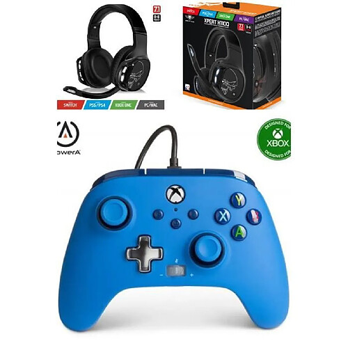 Power A Manette XBOX ONE-S-X-PC Bleu EDITION Officielle + Casque Gamer PRO H3 SPIRIT OF GAMER SANS FIL 7.1 XBOX/S PC SWITCH PS5