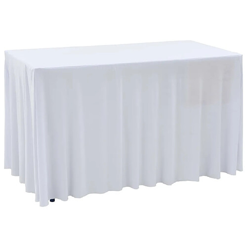 Decoshop26 Nappes élastiques de table avec jupon 2 pièces 243x76x74cm Blanc DEC022465