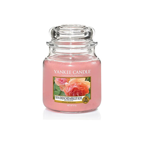 YANKEE CANDLE Bougie jarre en verre senteur rose et abricot Moyen modèle.