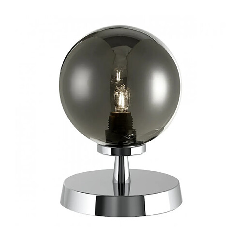 Luminaire Center Lampe de table globe Esben Chrome poli,verre fumé 1 ampoule 17cm