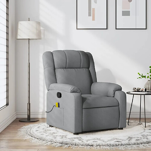 vidaXL Fauteuil de massage inclinable Gris clair Tissu