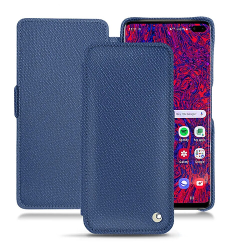 Housse cuir Samsung Galaxy S10+ - Rabat horizontal - Bleu frisson ( Pantone #29588c ) - NOREVE