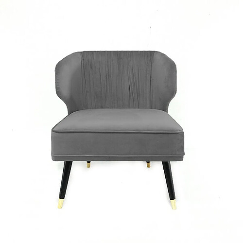 Meubler Design Fauteuil Crapaud Velours Plissé Pied Effet Laiton Daroco - Velours Gris