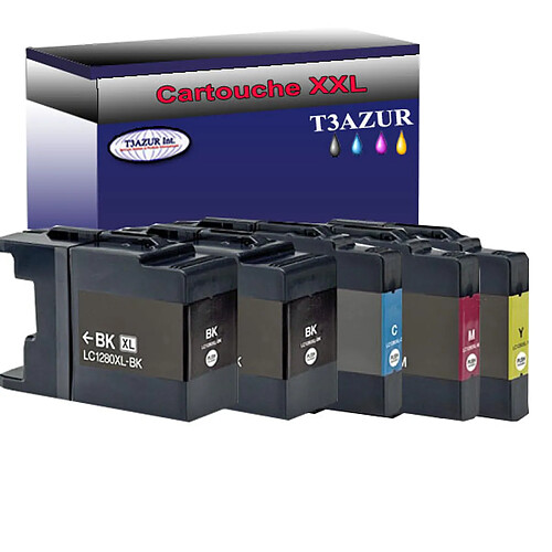 T3Azur Lot de 5 Cartouche compatible Brother DCP-J525W, DCP-J725DW, DCP-J925DW, LC1280XL