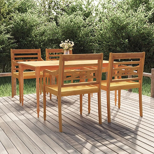 Salle à dîner de jardin 5 pcs,Table et chaise à manger Bois de teck massif -MN52680