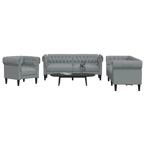 vidaXL Ensemble de canapés 3 pcs gris clair tissu