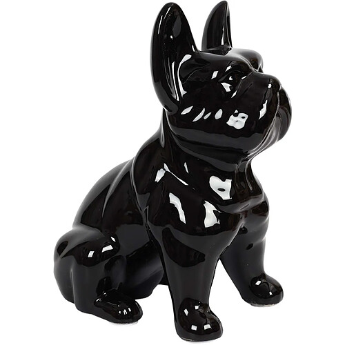 The Home Deco Factory Bouledogue en céramique assis 30 cm noir.