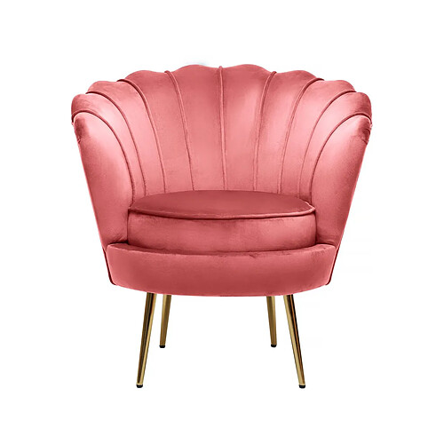 Habitat Et Jardin Fauteuil velours Floria - 70 x 73 x 76 cm - Rose