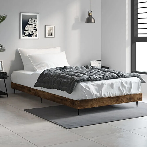 vidaXL Cadre de lit sans matelas chêne fumé 90x190cm bois d'ingénierie