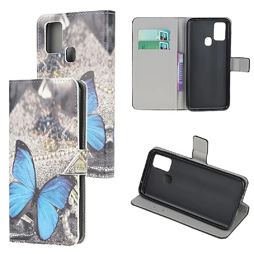 Etui en PU impression de motifs papillon bleu pour votre Huawei P smart 2020