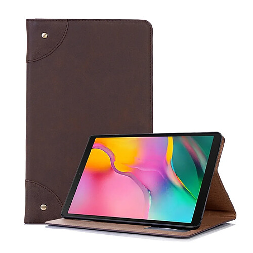 Wewoo Housse Coque Etui à rabat horizontal en cuir de style livre rétro pour Galaxy Tab A 10.1 2019 T510 / T515avec support et emplacements cartes et porte-monnaie café