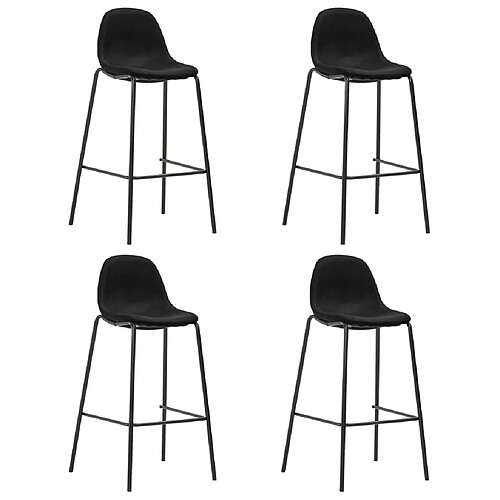 vidaXL Chaises de bar lot de 4 noir tissu