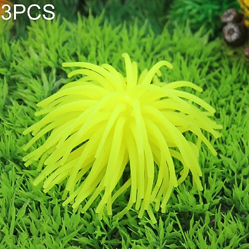 Wewoo Décoration aquarium jaune 3 PCS Articles TPR Simulation Sea Urchin Ball Corail, Taille: S, Diamètre: 7cm