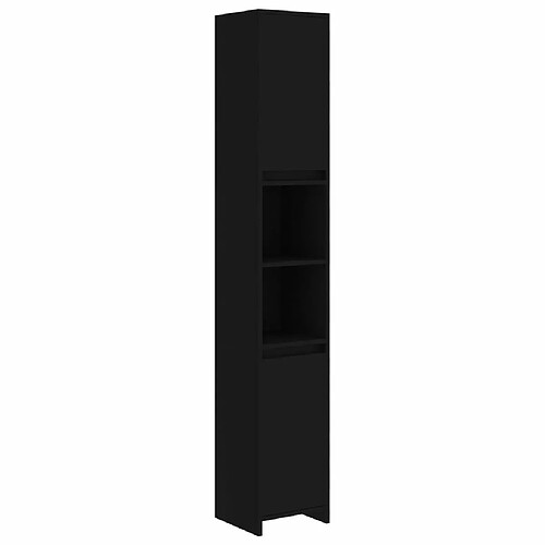 Maison Chic Armoire de salle de bain,Meuble de rangement,Meuble haut Noir 30x30x183,5 cm Aggloméré -GKD936805