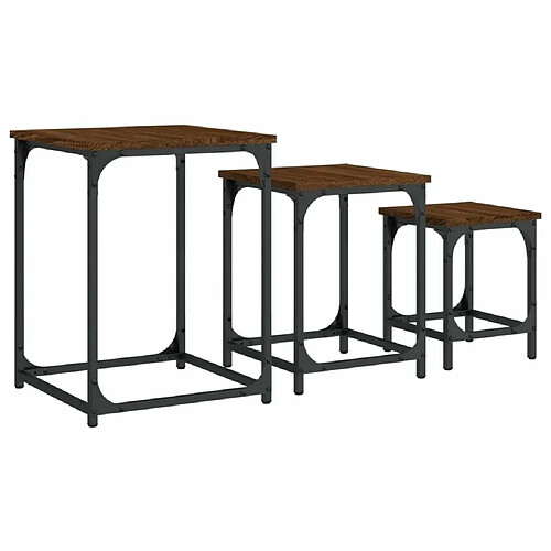 Maison Chic Lot de 3 Tables basses gigognes pour salon | Table à café chêne marron bois d'ingénierie -GKD63037