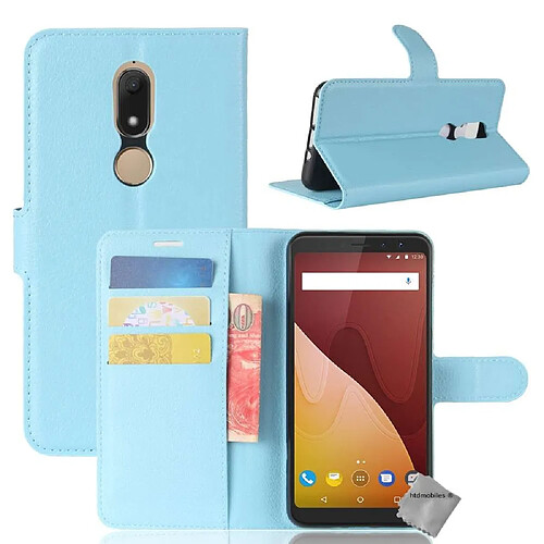 Htdmobiles Housse etui portefeuille pour Wiko View Prime + verre trempe - BLEU