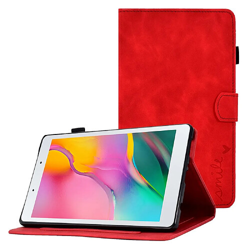 Etui en PU magnétique, fonction d'éveil/veille automatique avec support et porte-cartes pour Samsung Galaxy Tab A 8.0 (2019) SM-T290 (Wi-Fi) - rouge