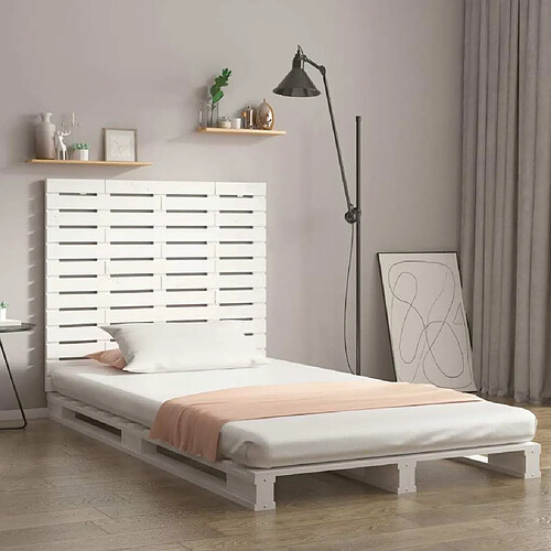 Maison Chic Tête de lit scandinave,Meuble de chambre murale Blanc 106x3x91,5 cm Bois massif de pin -MN16620