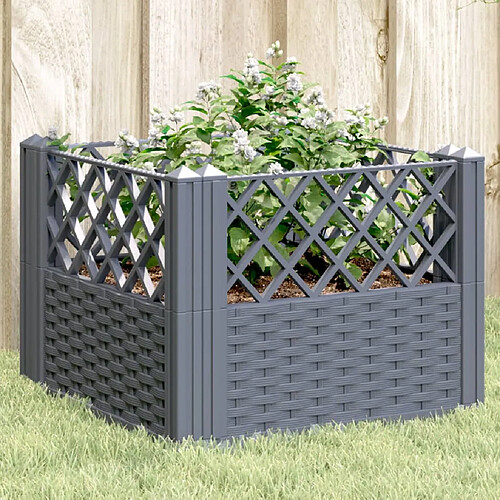 vidaXL Jardinière avec piquets bleu gris 43,5x43,5x43,5 cm PP