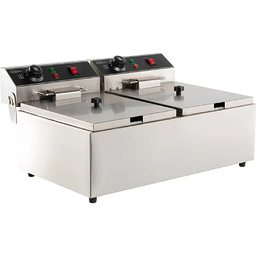 Friteuse Professionnelle Électrique - 2 x 6 L sans Robinet de Vidange - Combisteel