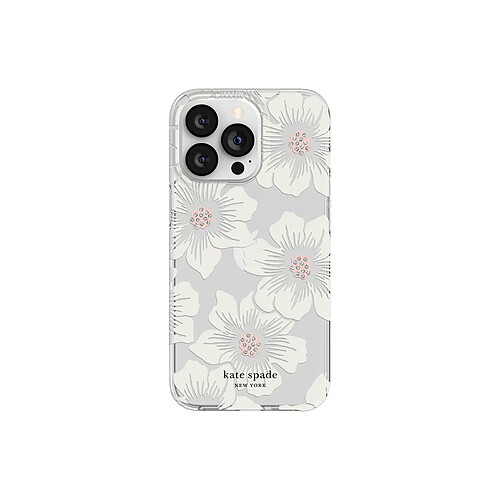 Kate Spade Coque pour Apple iPhone 13 Pro MagSafe Gamme Hollyhock Imprimé Rose Trémière Blanc