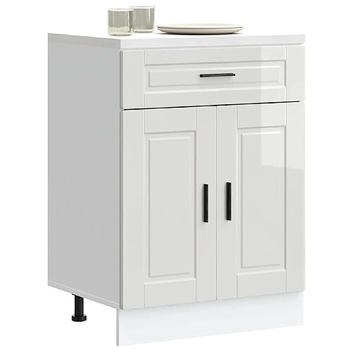 vidaXL Armoire de cuisine Porto blanc brillant bois ingénierie