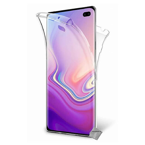 Htdmobiles Coque silicone gel fine 360 integrale pour Samsung Galaxy S10 + film ecran - TRANSPARENT