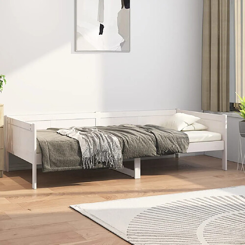 vidaXL Lit de jour sans matelas blanc bois de pin massif 90x190 cm