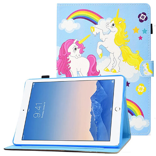 Etui en PU motif de couture avec support et porte-carte pour votre iPad Air (2013)/Air 2/9.7-pouces (2017)/(2018) - Les chevaux