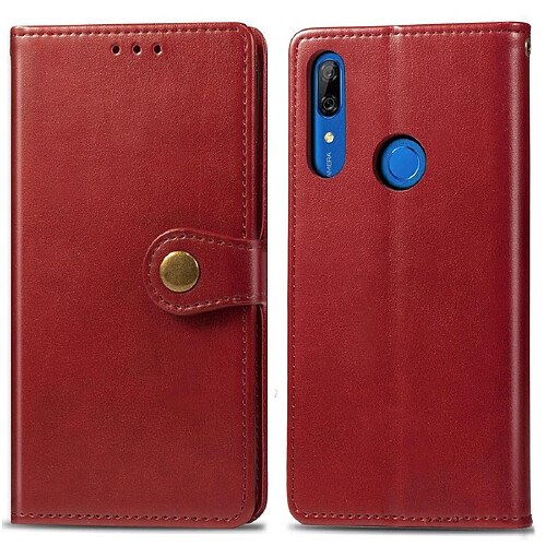 Wewoo Housse Coque Étui en cuir de protection pour téléphone portable avec boucle de couleur unie rétro lanière et cadre photo et fente carte et portefeuille et fonction de support Huawei P Smart Z rouge