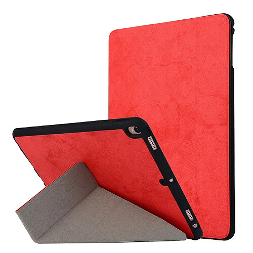 Etui en PU origamis de style rétro intelligent rouge pour votre Apple iPad Pro 10.5-inch (2017)