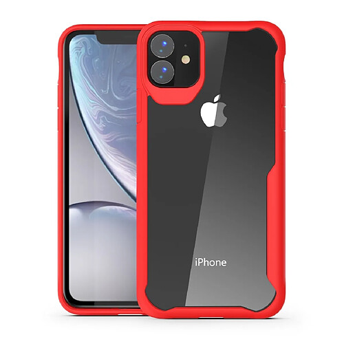 Wewoo Coque Souple Pour iPhone 11 Transparent PC + TPU Etui de protection antichoc à couverture totale Rouge