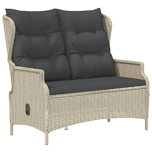 Maison Chic Banc de jardin à 2 places | Banquette de jardin | Chaise Relax et coussins gris clair résine tressée -MN38847