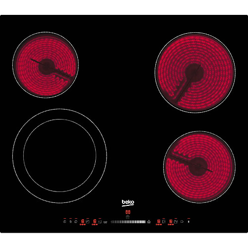 Table de cuisson vitrocéramique 4 feux 6700w noir - hic64502t - BEKO