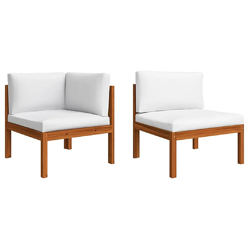 Maison Chic Salon de jardin 2 pcs avec coussins - Table et chaises d'extérieur - Mobilier/Meubles de jardin Moderne Bois d'acacia solide -MN94588