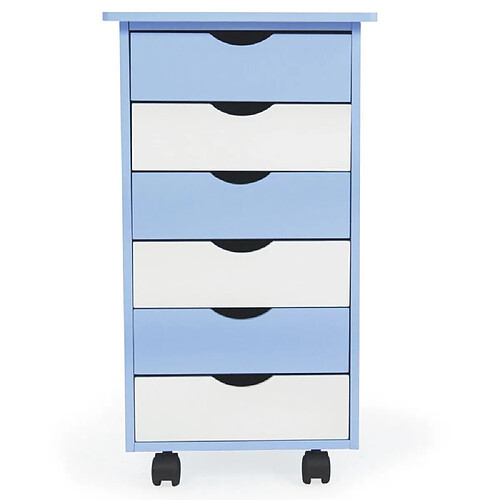 Helloshop26 Caisson de bureau meuble en bois enfant 66 cm bleu et blanc 08_0000393