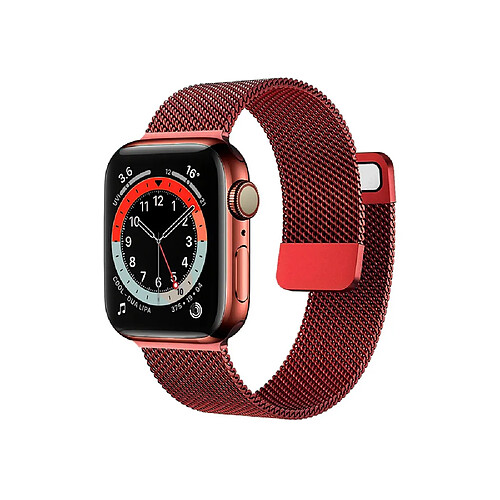 Eko Bracelet pour Apple Watch 42/44/45mm en acier inoxydable type milanais Rouge