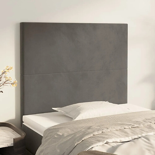 vidaXL Têtes de lit 2 pcs Gris foncé 90x5x78/88 cm Velours