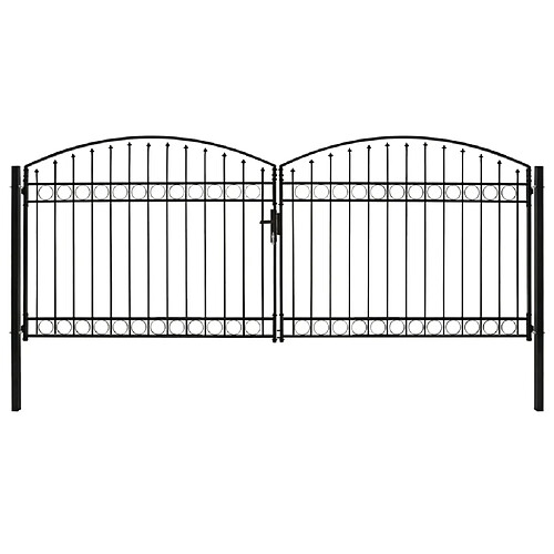 vidaXL Portillon double porte avec dessus arqué Acier 400x175 cm Noir