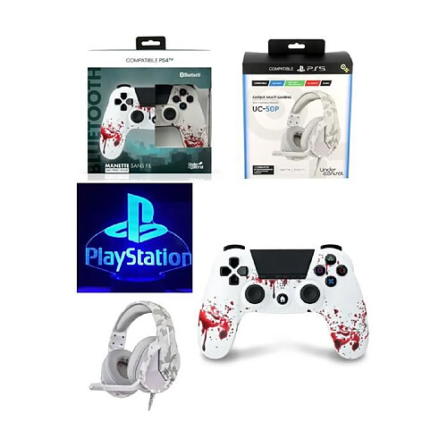 Under Control Manette PS4 Manette Bluetooth Zombie 3.5 JACK + Casque Gamer PRO-UC50 PS4-PS5 PLAYSTATION