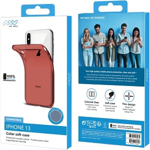 Ozzzo myway coque colorouge tpu noir iphone 13