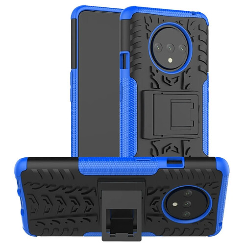 Wewoo Coque Pour OnePlus 7T Texture de pneu TPU antichoc + PC Housse de protection avec support bleu